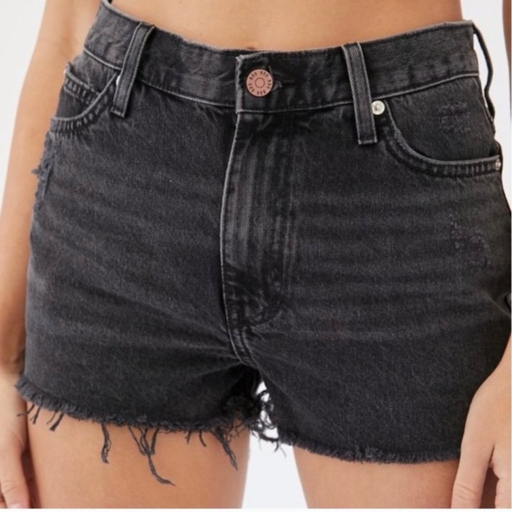 BDG Urban Outfitters Girlfriend High-Rise Washed Black Denim Shorts, Wmn’s Sz 24